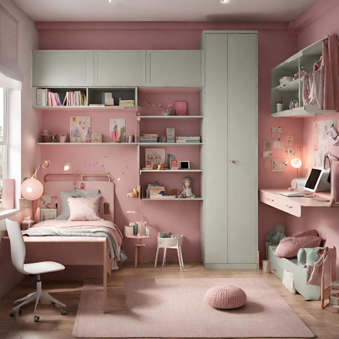 różowe ściany w pokoju dla dziewczynki - babyrooms