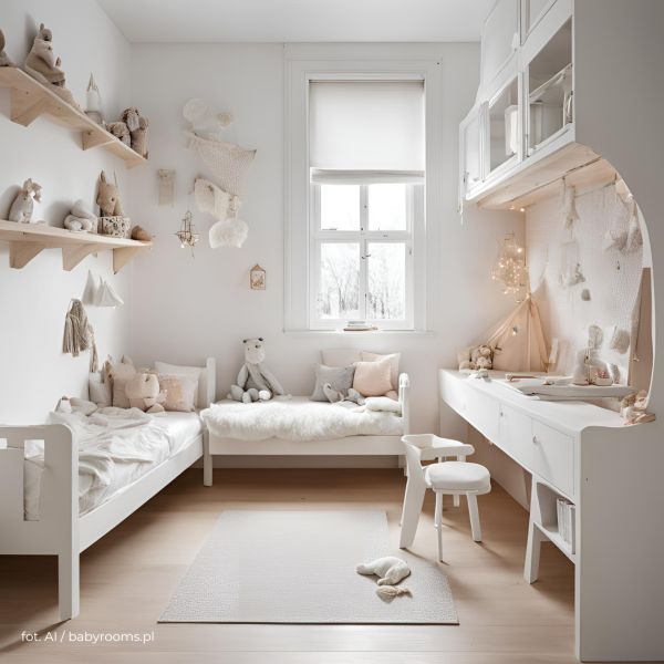 półki nad biurkiem w pokoju dla dwójki