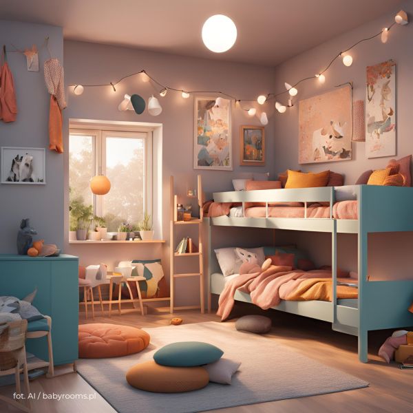 dekoracje w pokoju dla dwójki dzieci