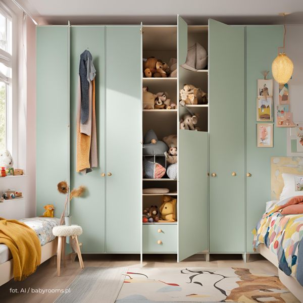 szafy pod wymiar w  pokoju dla dwójki dzieci